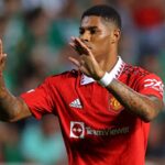 Marcus Rashford em jogo contra o Omonia pela Europa League